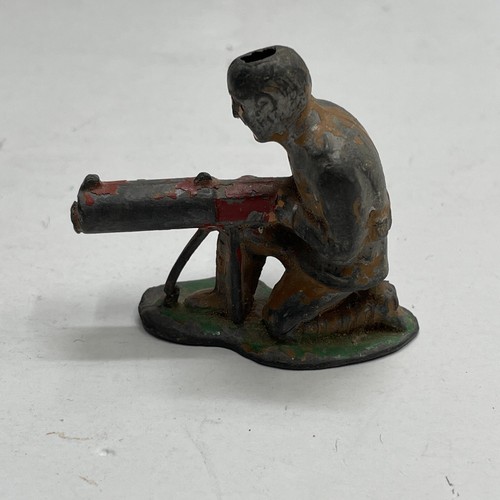 Vtg WW1 Toy Lead Soldier Machine Gunner Barclays Manoil - Picture 1 of 9