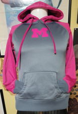 Womens Michigan Wolverines Pink Pullover Hoodie Small Nice