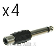 4 Pack Lot - RCA Female to 1/4" 6.35mm Mono Male Plug Audio Converter Adapter