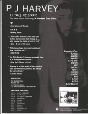 PJ HARVEY Rare VINTAGE 1998 Desire PROMO TRADE AD Poster for Perfect CD MINT USA