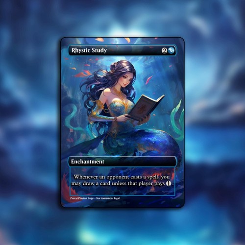 Rhystic Study MTG - Alt Art Custom Game Cards - Picture 4 of 10