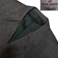 Hickey Freeman Mens Blazer 48r Gray Tweed Herringbone Sport Coat Jacket