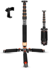 Koolehaoda Aluminum Monopod w/ Tripod Base | 6-Section Adjustable | 50% OFF