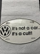 Vintage Volkswagen Oval Booster License Plate - "It's not a car... it's a cult!"