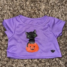 Build A Bear Rare Halloween Black Cat Pumpkin Purple Shirt