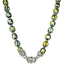 Kirks Folly Divine Sparkle Crystal Beaded Magnetic Necklace ST Green Sphinx