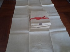 LOTTO SET 6 ANTICHI ASCIUGAMANI IN LINO MARCA FRETTE COLORE ECRU' ANNI '30 NUOVI