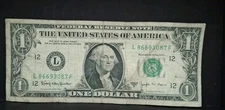 1963 L $1 Joseph Barr One Dollar Bill Federal Reserve Note San Francisco 