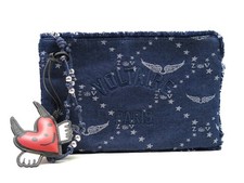 NEUF SAC A MAIN ZADIG & VOLTAIRE ANGEL POUCH + CHARM COEUR POCHETTE DENIM 270€