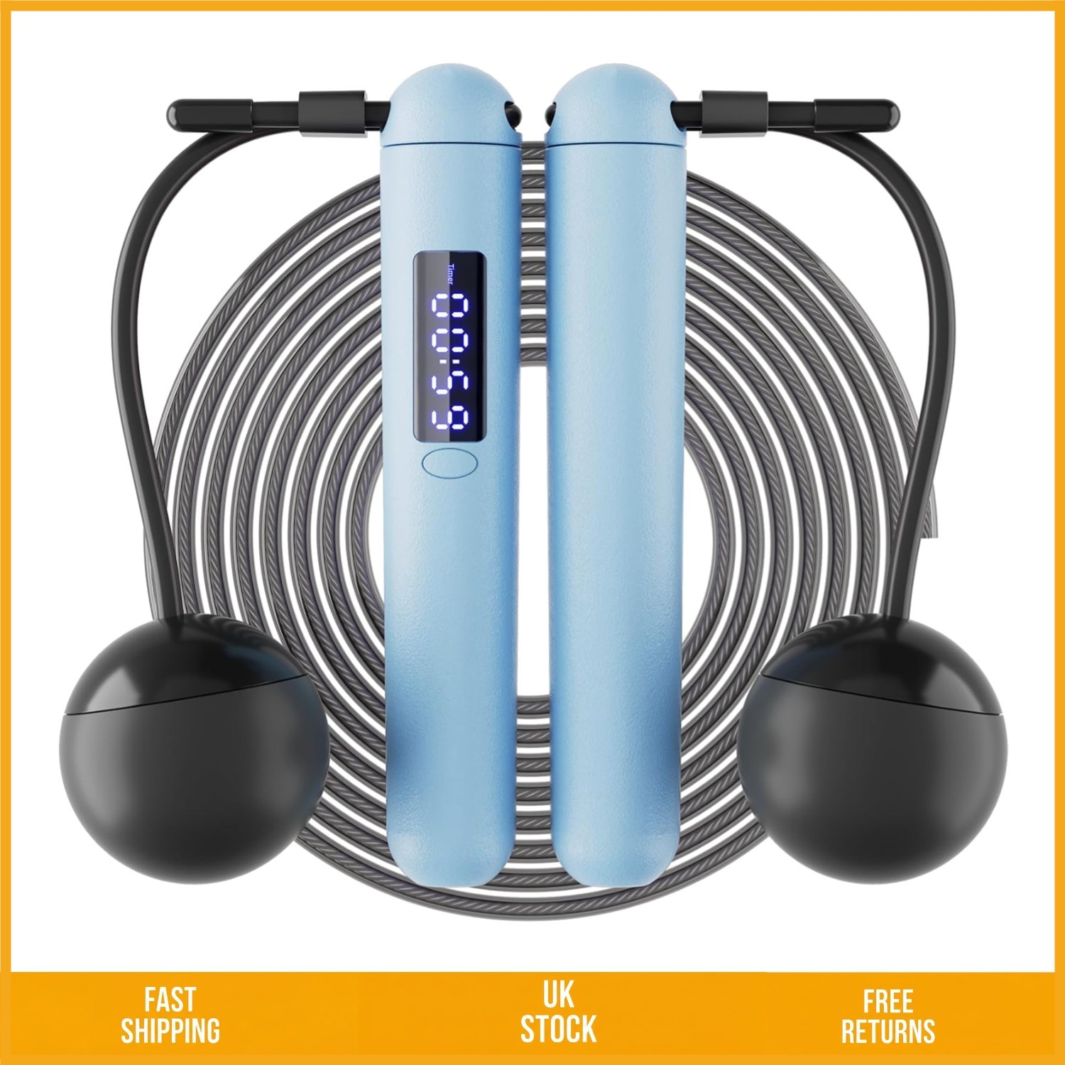 Smart 2-in-1 Weighted Skipping Rope Cordless Cardio LED Jump Counter 2.8m Set