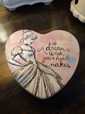 Disney Cinderella Heart Shaped Collectible Tin Dream is a Wish Your Heart Makes