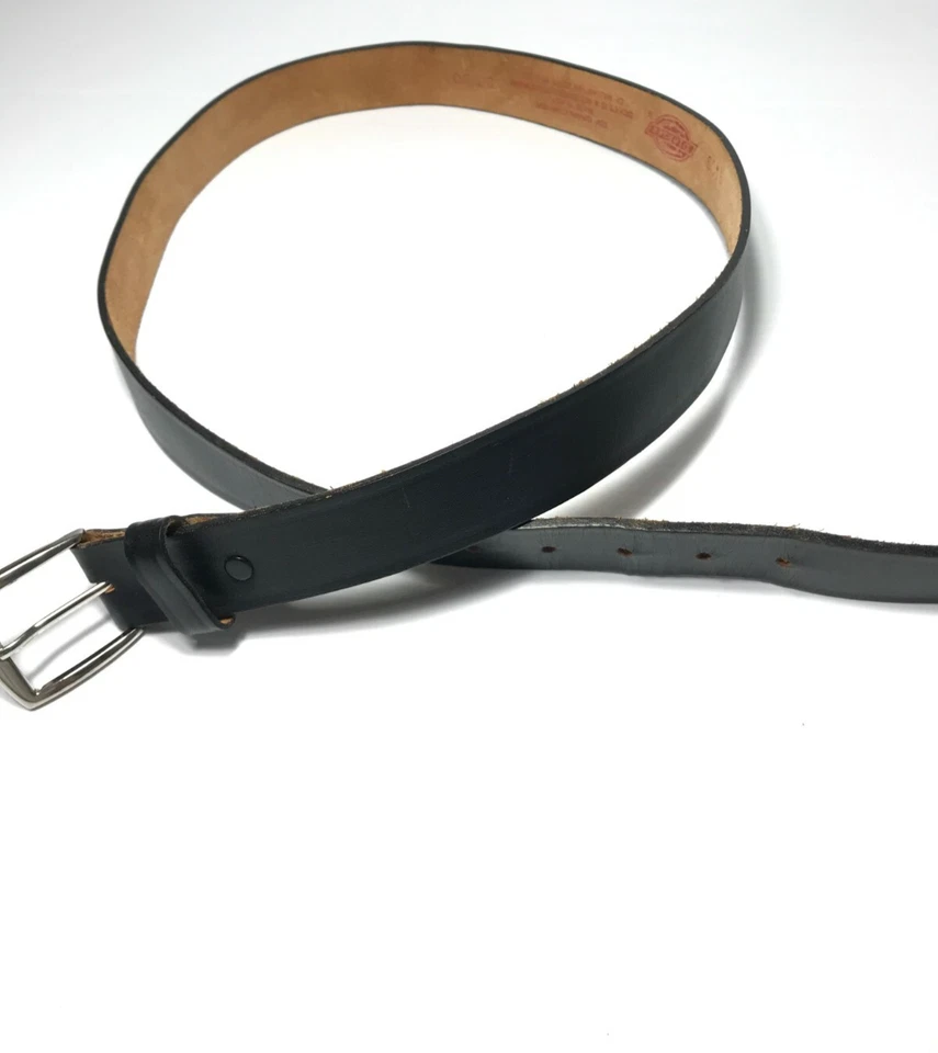 Dickie's Men's Belt 36 Black VTG Leather Casual Jeans Silver Buckle Work US Made - Image 2 of 4