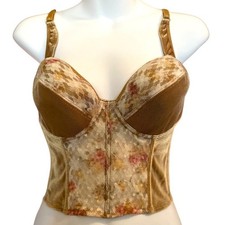Secret Treasures Vintage Bustier Corset Gold Honey Tan Lined Underwire 36B Top