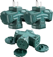 Outdoor 3 Way Plug Adapter, Multi Plug Outlet Waterproof, 1 to 3 Power Splitter,