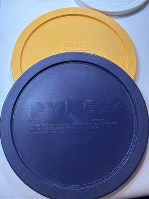 Set Of 2 Pyrex 7402-PC Blue & Yellow Food Storage Bowl Replacement Lid Cover USA