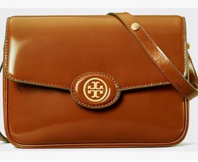 TORY BURCH ROBINSON SPAZZOLATO CONVERTIBLE SHOULDER BAG DARK SIENNA $398