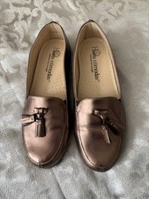 Ladies Bronze Coloured Slip-On Shoes Size 6/39 Made In Portugal