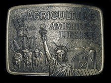 TH09122 NOS VINTAGE 1970s  AGRICULTURE AMERICA'S LIFELINE FARMHAND  BUCKLE