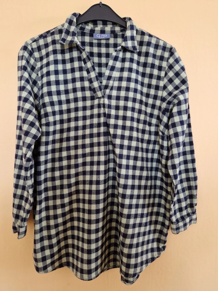 *NEU* Damen Flanell Bluse Gr. 46/48 Gina Kariert Grün Schwarz Ernstings Family - Bild 1 von 1