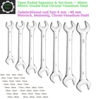 Open Ended Spanners & Set 6mm - 46mm Metric Double End Chrome Vanadium Steel