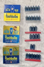 VINTAGE GENERAL ELECTRIC AG-1B BLUE & AG-3B SUPER BLUE CAMERA FLASH BULBS 27pc's