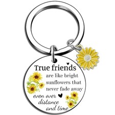 Ikacvb Sunflower Gifts For Women Best Friend Keychain Small, Silver