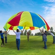 Sonyabecca Kids Play Parachute 10ft-24ft with Handles, Group Cooperation Toy