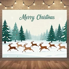 Christmas Reindeer Group 2D Flat Photographic Background Cloth  Polyester Materi