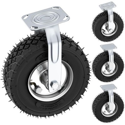 10 Inch Pneumatic Casters Set of 4 (2 Swivel/2 Rigid),Heavy Duty Casters,Tolerab
