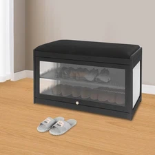 Entryway Shoe Bench Shoe Rack Bench With Cushion Shoe Rack Bench W/storage Space