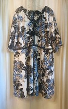 Lane Bryant Women's Plus Size 26 Blue WhiteFloral Fit and Flare Dress