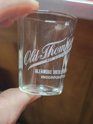 rare Antique 1900s Old Thompson Glenmore Whiskey PRE PRO ADVERTISING SHOT GLASS