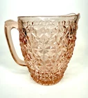 Jeannette Depression Glass Pitcher Pink Holiday Buttons Bows Pattern 52 oz VTG