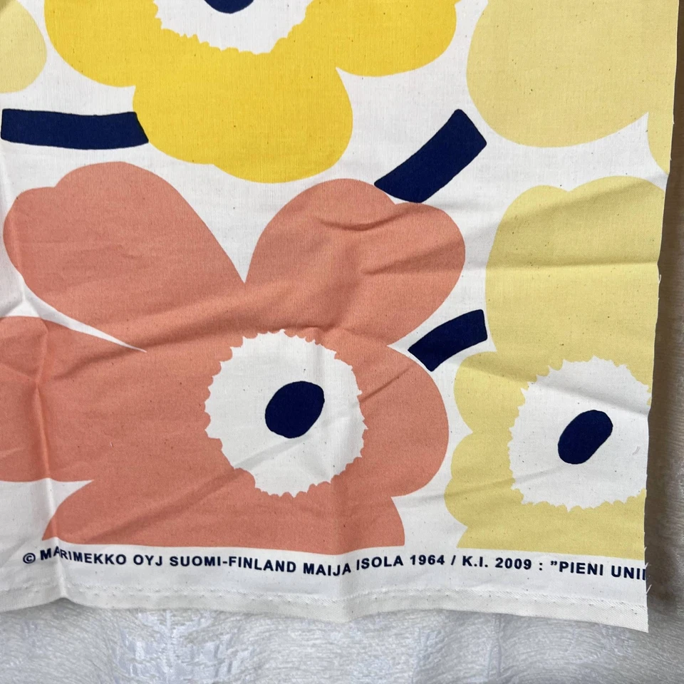 Marimekko Pieni Unikko 2 yellow peach 100% cotton fabric end of bolt Scandinavia - Image 4 of 4