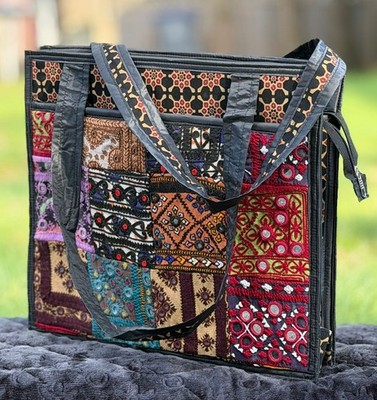 Handmade Boho Tribal Festival Bag Mirror Work Embroidered Patchwork Tote