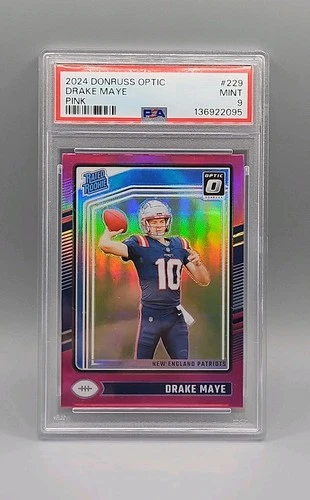 2024 Panini DonRuss Optic #229 Drake Maye Rated Rookie Pink PSA 9 RC Patriots🔥