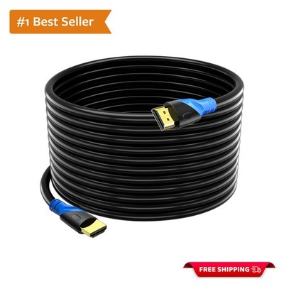 Durable 50FT HDMI 2.0 Cable - 18Gbps Speed, Perfect for Gaming and Home Theater