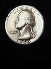 1943 (P) Washington Quarter 90% Silver Very Good