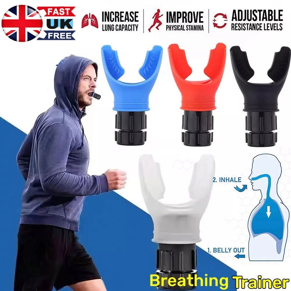 Entraîneur Respiratoire - Développe Capacité Pulmonaire | Compteur Intelligent, Pour Yoga, Fitness, Chant | Rouge/Bleu