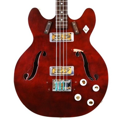 '72 Harmony H420 Vintage Thinline Electric Hollowbody Bas Guitar w/ DeArmond PUs
