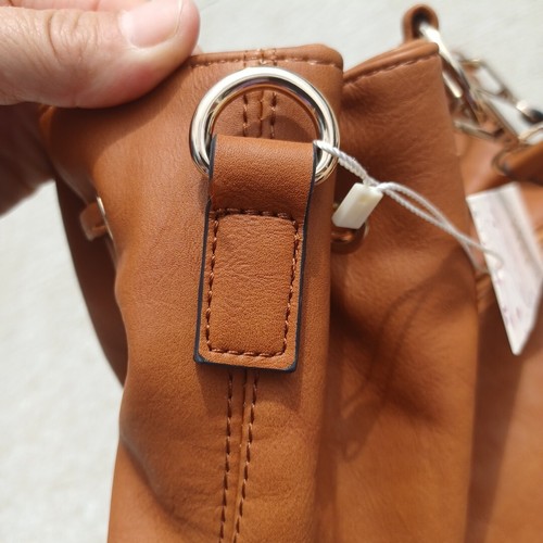 New Dasein leather backpack Convertible bag purse NWT Size XL drawstring Brown - Picture 16 of 21