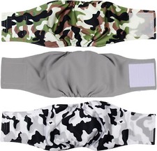 3 Packs Reusable Washable Male Dog Wraps, Belly Band for Male Dog Diapers, M