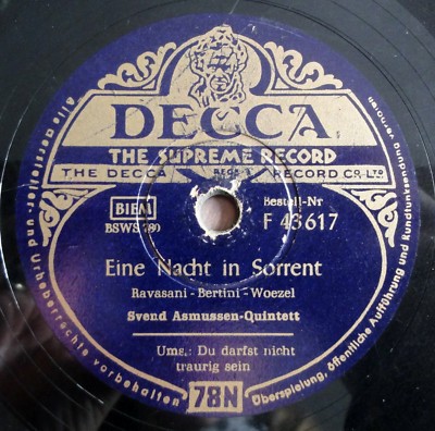 Svend Asmussen - Eine Nacht im Sorrent - Du darfst... - DECCA - 10'' 78 RPM