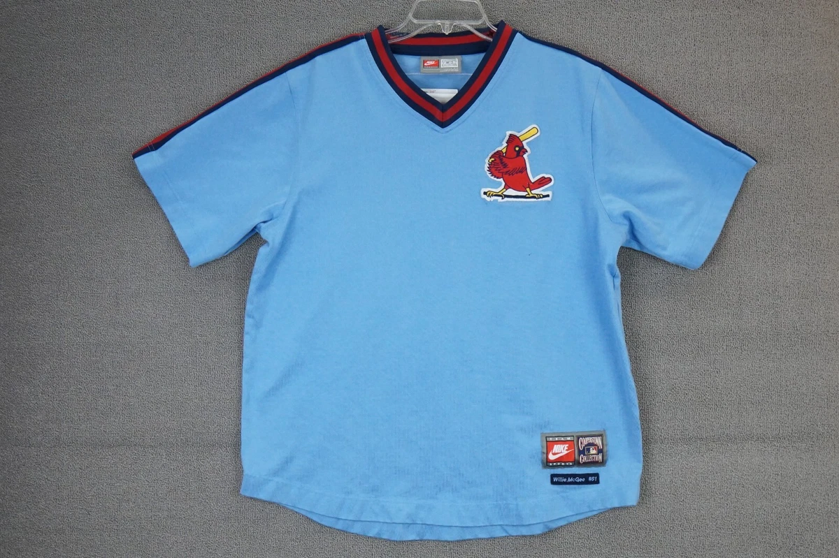 Nike Cooperstown Fan Jersey Shirt St Louis Cardinals Willie McGee #51 Blue  Large