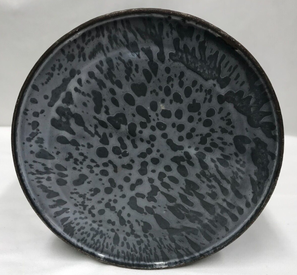 Vintage Gray Graniteware Enamelware Milk Can Cream Pail w/o Lid