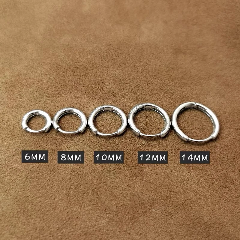 Surgical Steel Round Huggie Hoop Earrings Men Women Trendy Jewelry 8-20mm 2Pcs - Image 2 of 4