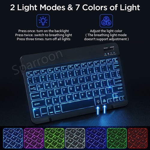 Backlit Keyboard Case Mouse For Samsung Galaxy Tab A9+/A9 Plus 11" 2023 Tablet - Picture 27 of 35