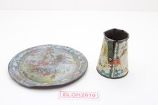 Antique Little Red Riding Hood Tin Lithograph Toy Tea Set Plate ca1915