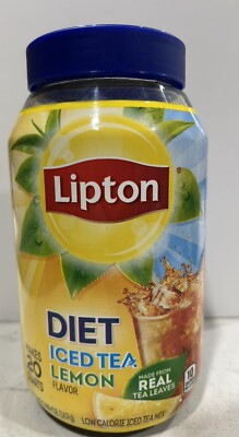 Lipton DIET ICED TEA LEMON Flavor Mix 5.89 oz jar Makes 20 Quarts