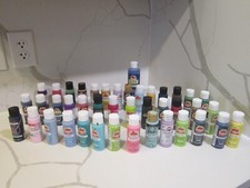 Lot Of 41 Acrylic Craft Paint ,Apple Barrel,Folkart 2 Oz And Brush Set